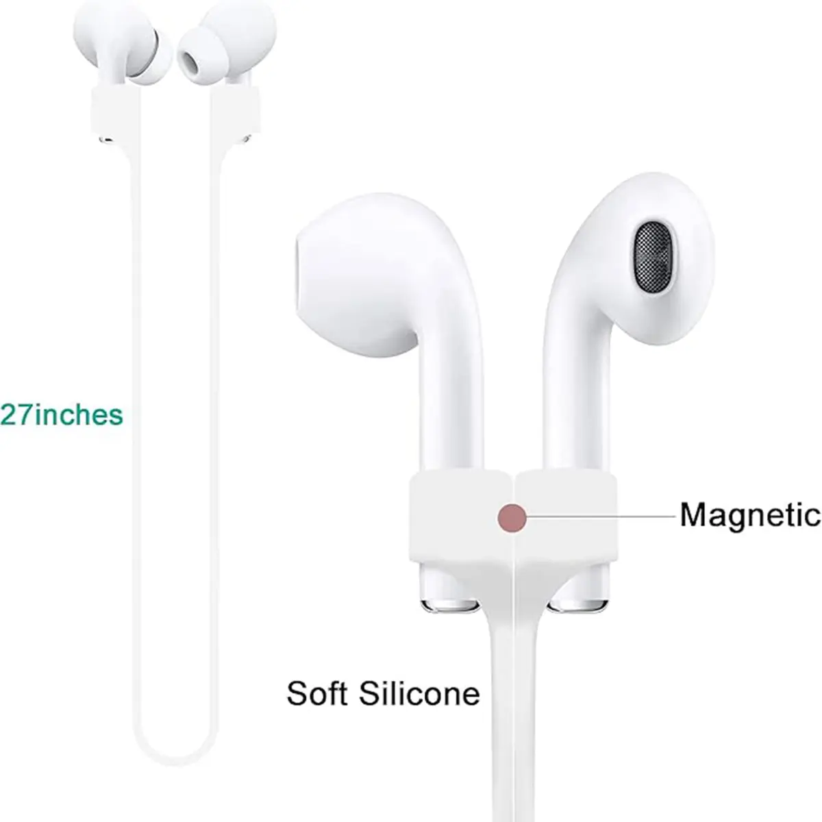 MULTAICH Magnetic Anti-Lost Straps for AirPods | Colorful Silicone Neck Rope, 2pcs, Unisex - view 4