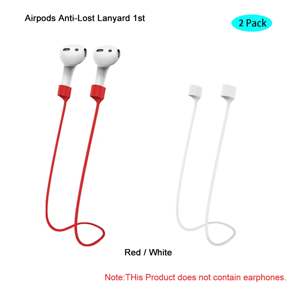 MULTAICH Magnetic Anti-Lost Straps for AirPods Pro 2, White & Red 2-Pack | Secure Earbuds Around Neck - view 4