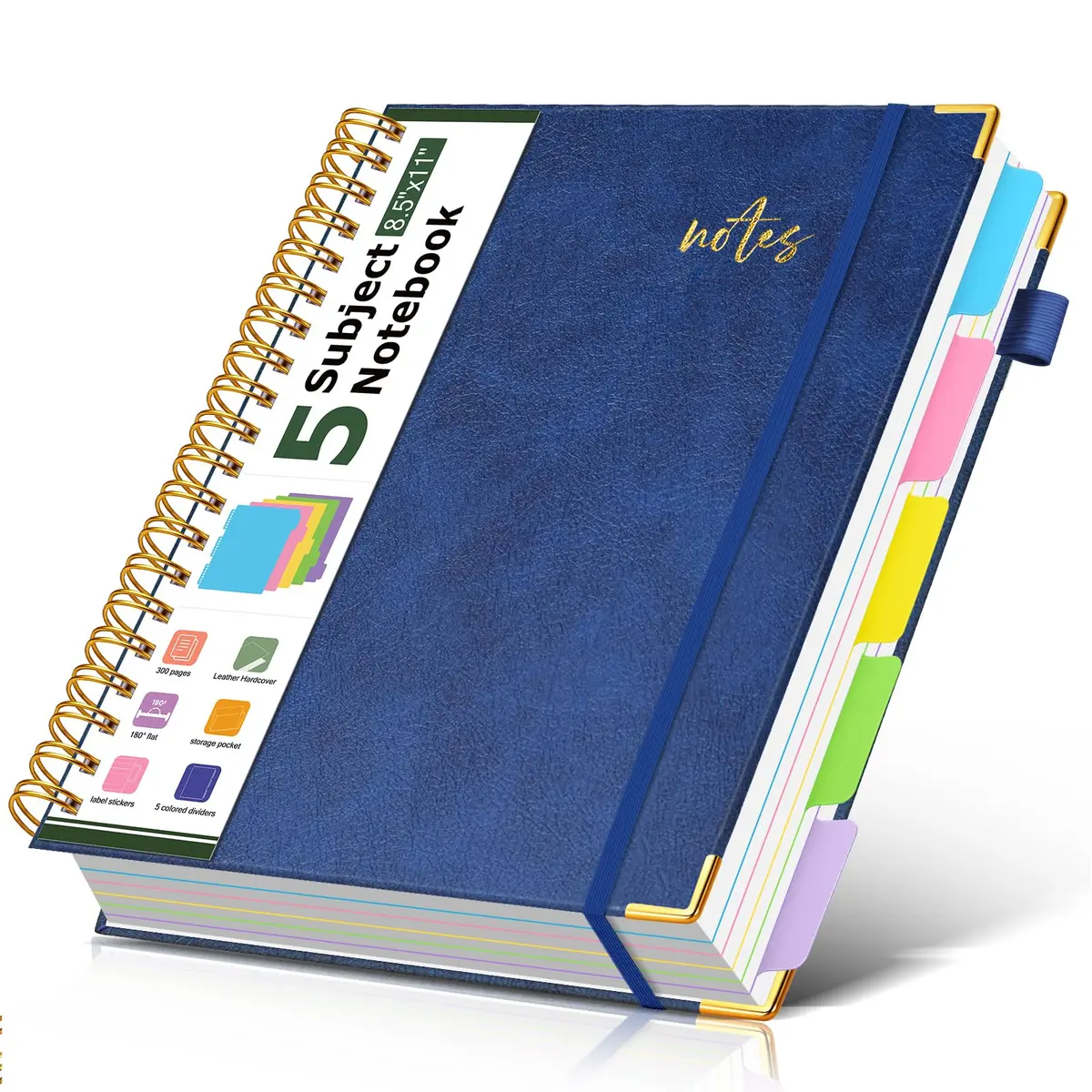 PAPEJOON Hardcover Spiral Notebook Journal 8.5 x 11 Inch (21.59 cm x 27.94 cm) 300 Pages | 5 Subject Organizer for Work & School - main product image