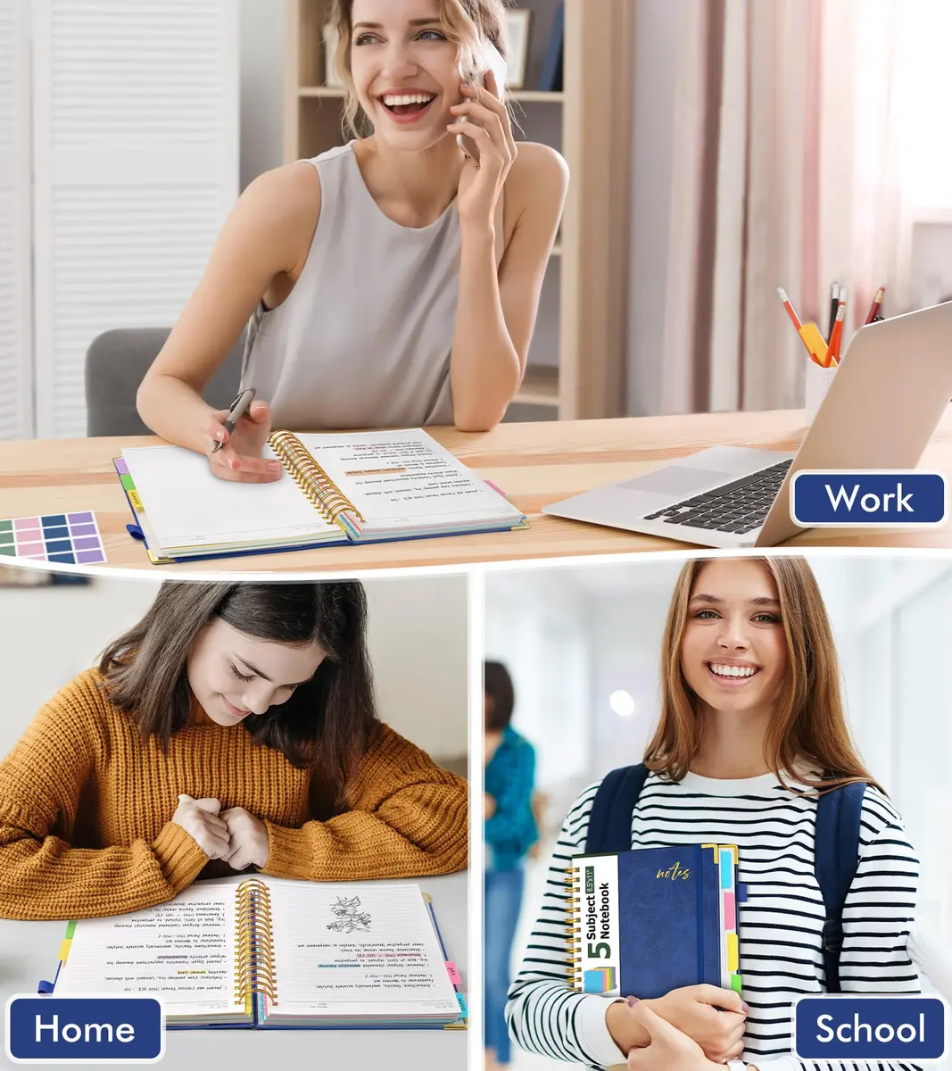 PAPEJOON Hardcover Spiral Notebook Journal 8.5 x 11 Inch (21.59 cm x 27.94 cm) 300 Pages | 5 Subject Organizer for Work & School - view 7