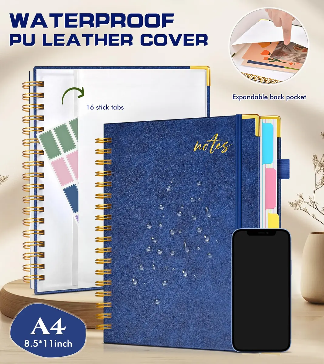 PAPEJOON Hardcover Spiral Notebook Journal 8.5 x 11 Inch (21.59 cm x 27.94 cm) 300 Pages | 5 Subject Organizer for Work & School - view 3