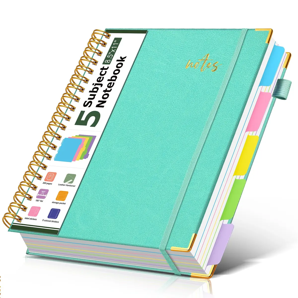PAPEJOON Hardcover Spiral Notebook Journal 8.5" x 11" (21.6 x 27.9 cm) 300 Pages | 5 Subject Organizer for Work & School - main product image