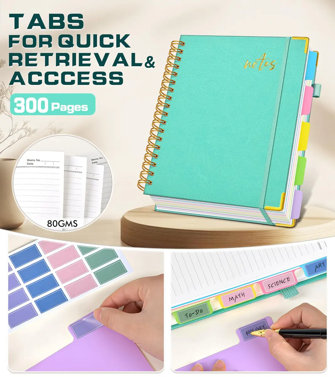 PAPEJOON Hardcover Spiral Notebook Journal 8.5" x 11" (21.6 x 27.9 cm) 300 Pages | 5 Subject Organizer for Work & School - view 5