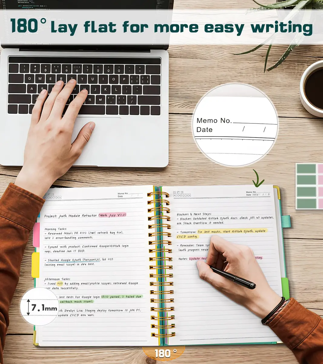 PAPEJOON Hardcover Spiral Notebook Journal 8.5" x 11" (21.6 x 27.9 cm) 300 Pages | 5 Subject Organizer for Work & School - view 6