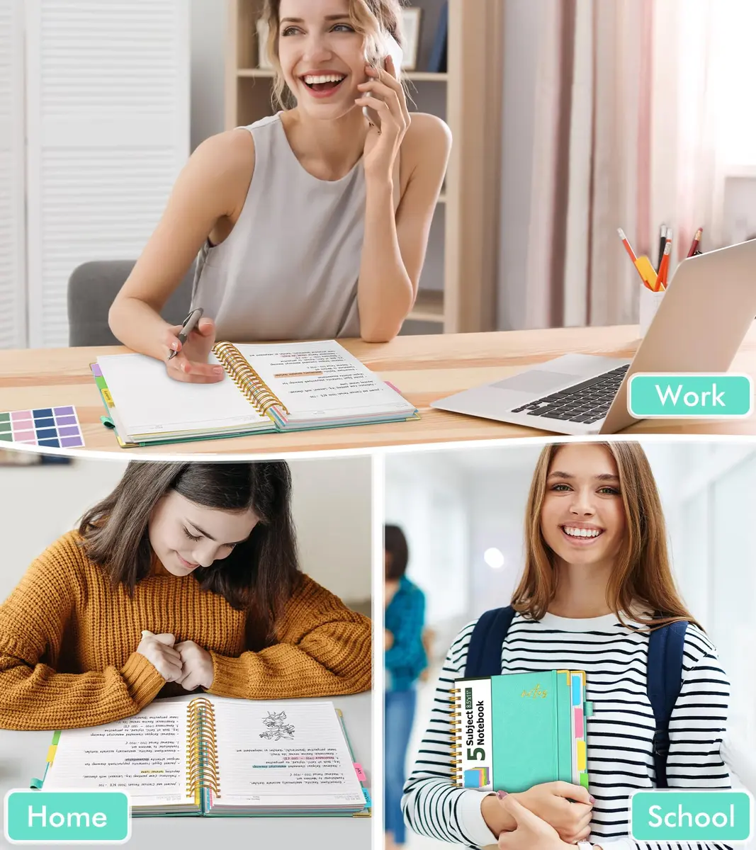 PAPEJOON Hardcover Spiral Notebook Journal 8.5" x 11" (21.6 x 27.9 cm) 300 Pages | 5 Subject Organizer for Work & School - view 7