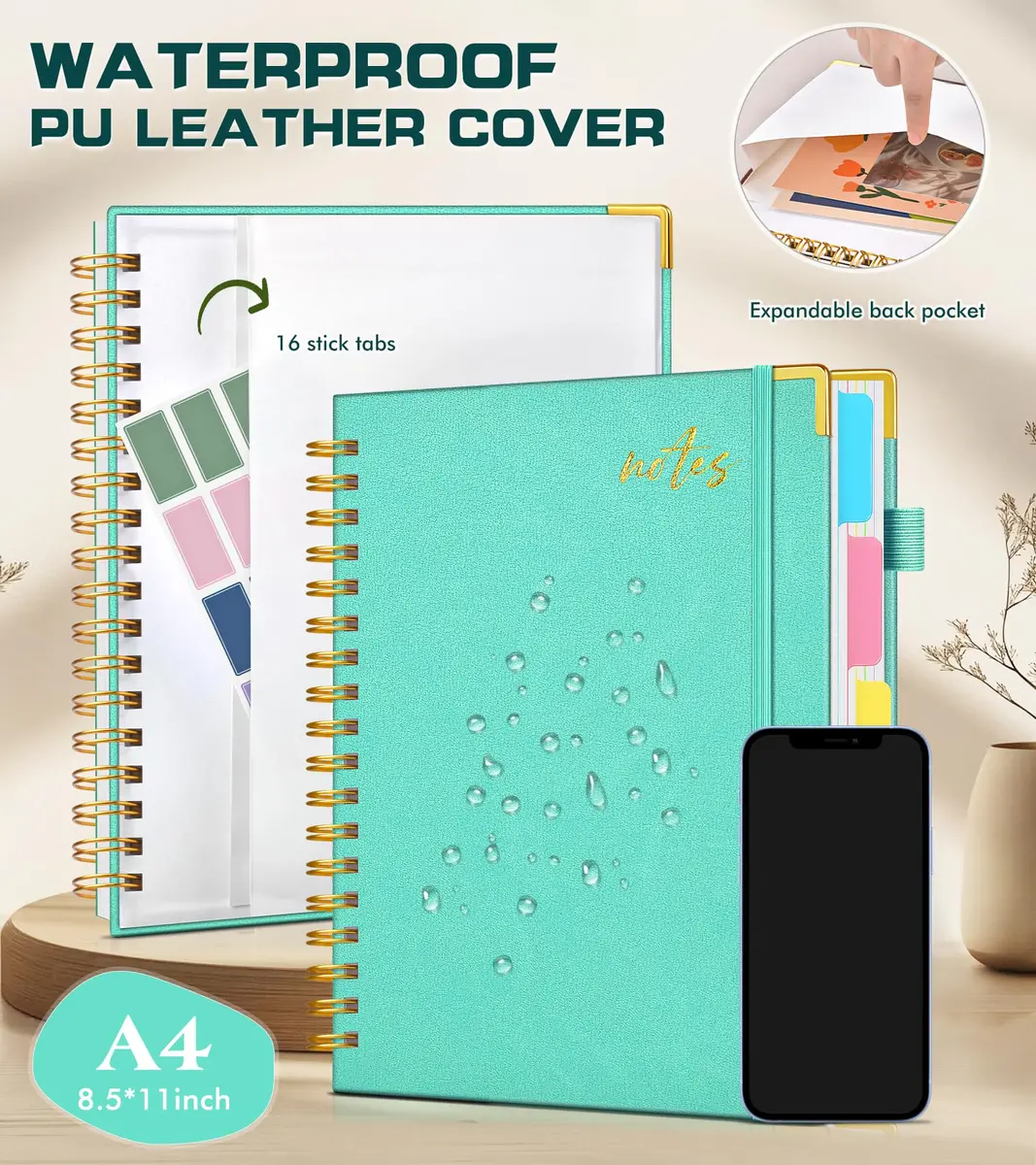 PAPEJOON Hardcover Spiral Notebook Journal 8.5" x 11" (21.6 x 27.9 cm) 300 Pages | 5 Subject Organizer for Work & School - view 3