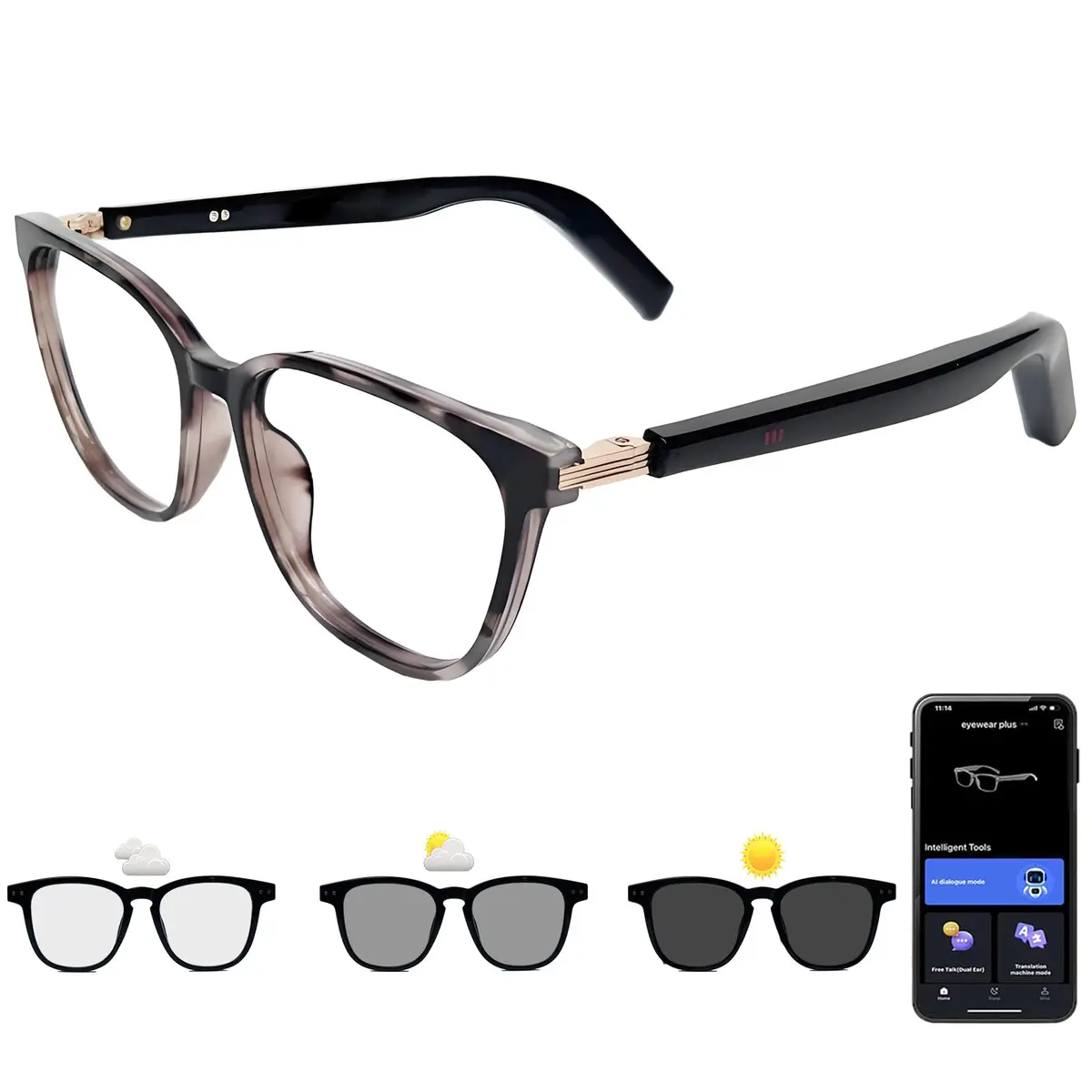 XOOMEER AI Smart Glasses with Translation & Photochromic Lenses | Bluetooth Audio, Waterproof - main product image
