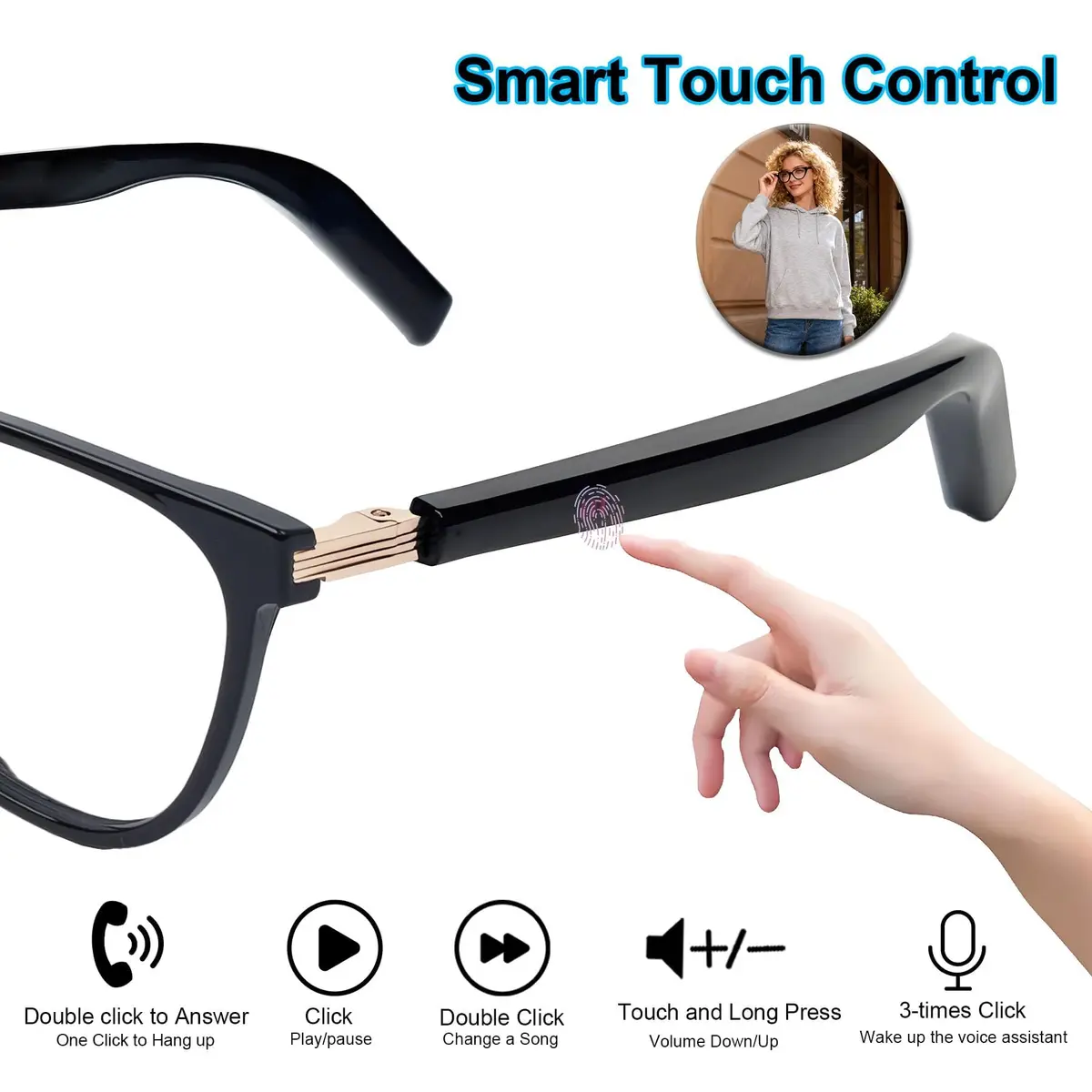 XOOMEER AI Smart Glasses with Translation & Photochromic Lenses | Bluetooth Audio, Waterproof - view 8