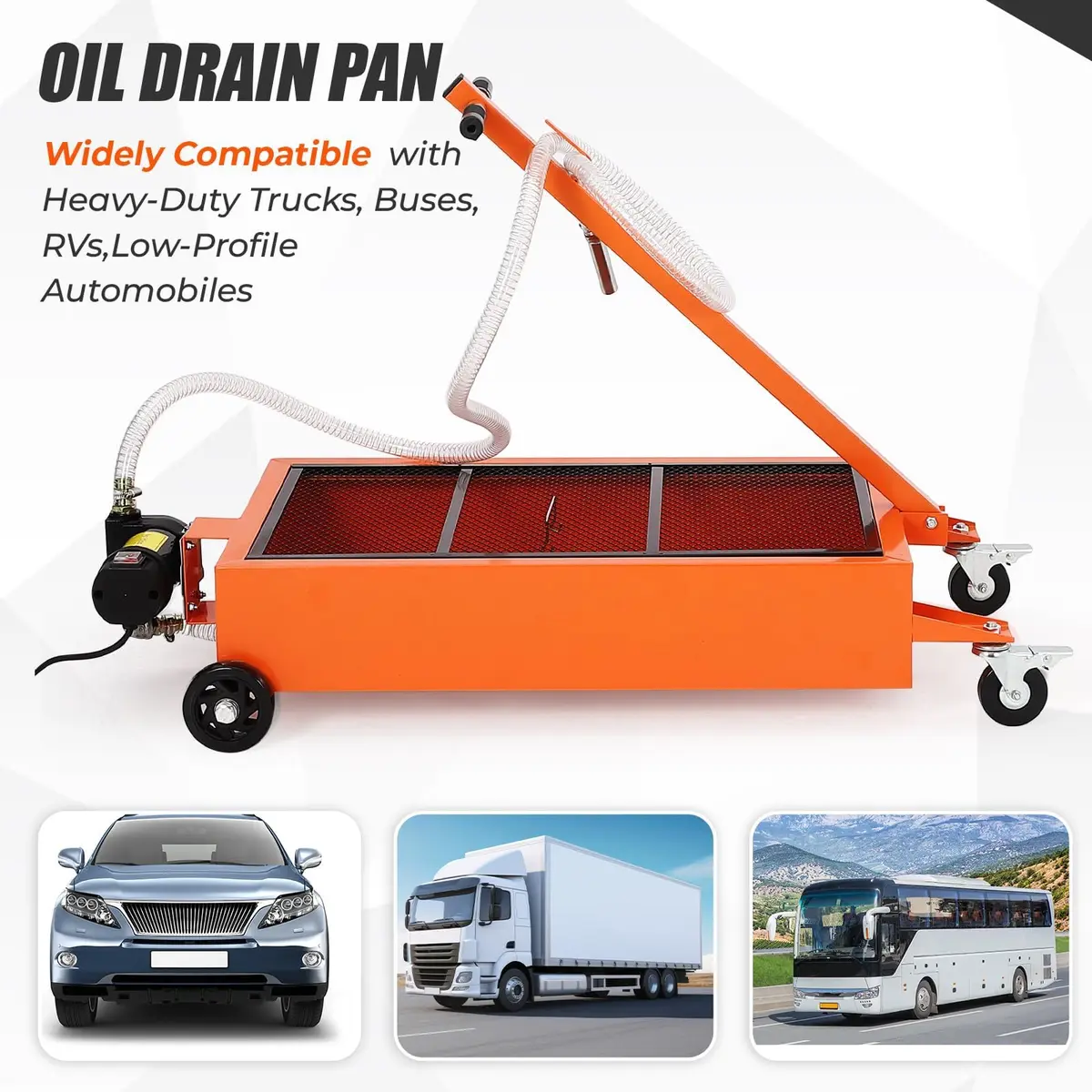 PhoenixCrest 15 Gallon Low Profile Oil Drain Pan with 12v 180w Electric Pump, 65l Heavy-Duty for Cars & Trucks | Fast Oil Change - view 5
