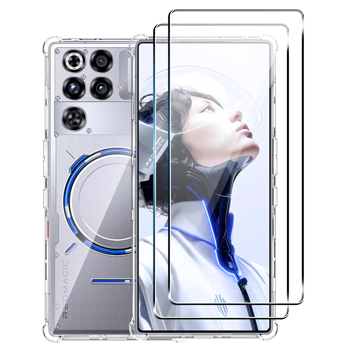 Fhyeugfy Clear Case with 2 Screen Protectors for ZTE Nubia Red Magic 11 Pro/11 Pro+ | Reinforced Corner Shockproof - main product image