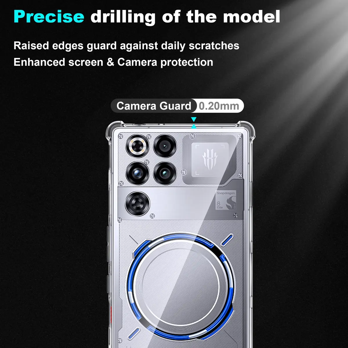 Fhyeugfy Clear Case with 2 Screen Protectors for ZTE Nubia Red Magic 11 Pro/11 Pro+ | Reinforced Corner Shockproof - view 6