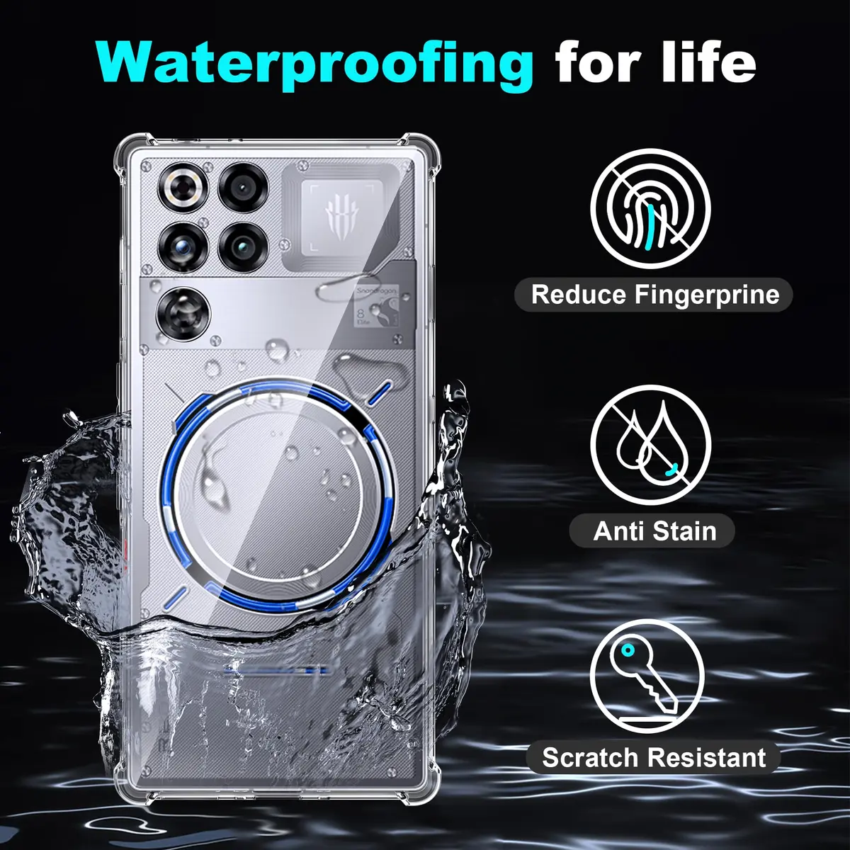 Fhyeugfy Clear Case with 2 Screen Protectors for ZTE Nubia Red Magic 11 Pro/11 Pro+ | Reinforced Corner Shockproof - view 2