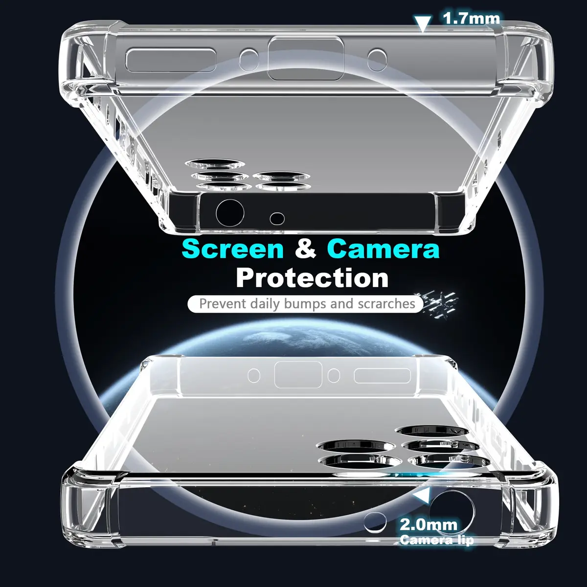 Fhyeugfy Clear Case with 2 Screen Protectors for ZTE Nubia Red Magic 11 Pro/11 Pro+ | Reinforced Corner Shockproof - view 4
