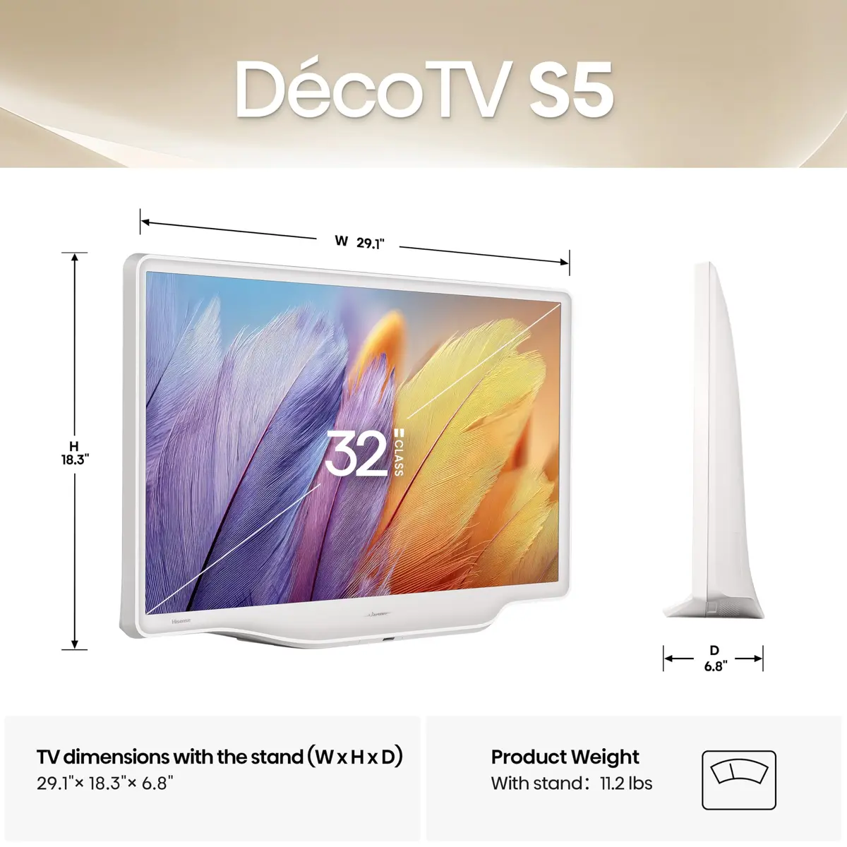 Hisense 32-Inch S5 DécoTV Series Hi-QLED FHD Smart Fire TV (32S5QF) - Versatile Fit, Art-Inspired Design - view 3