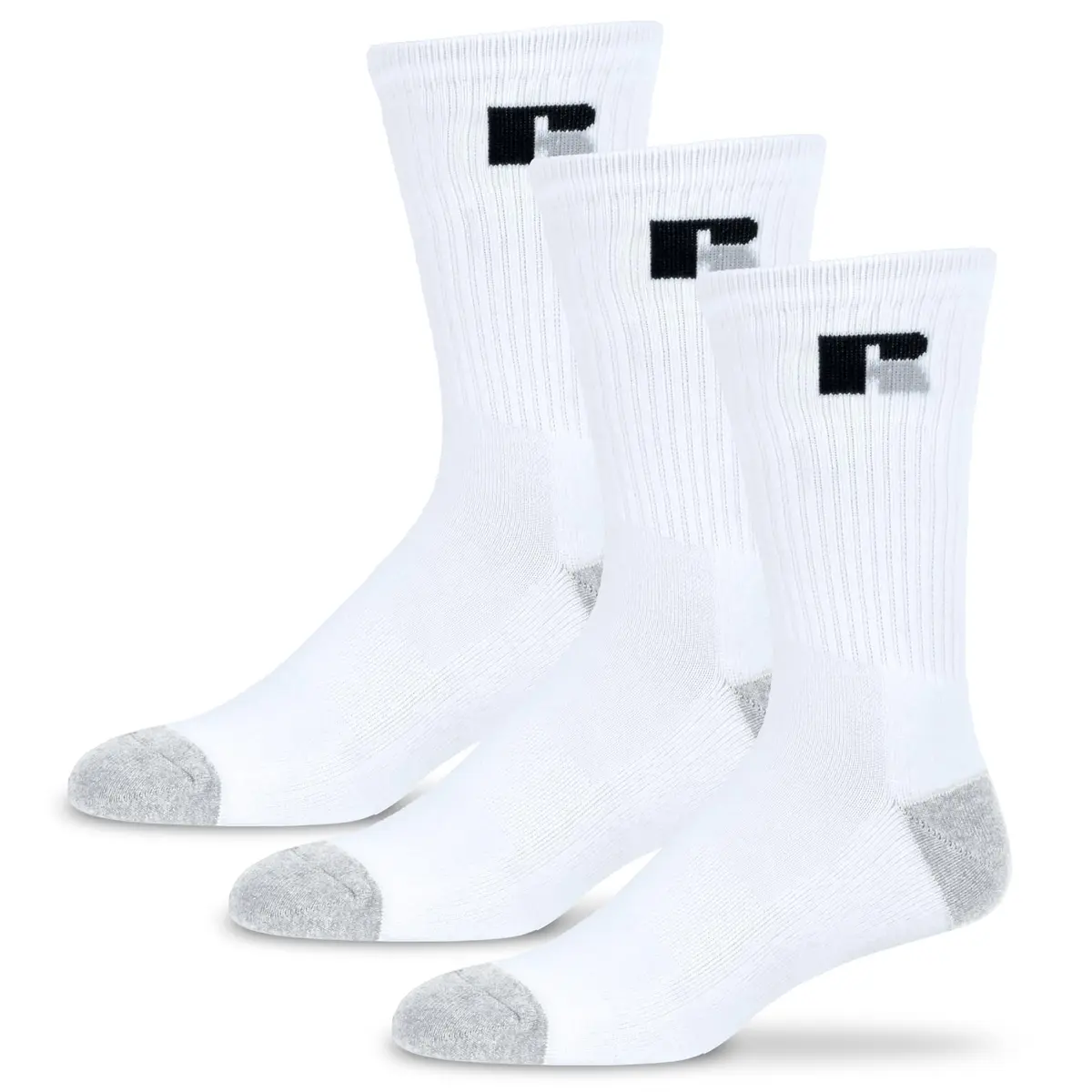 Russell Athletic Crew Socks 3-Pack | Moisture-Wicking Cushioned Athletic Socks for Men & Women - main product image