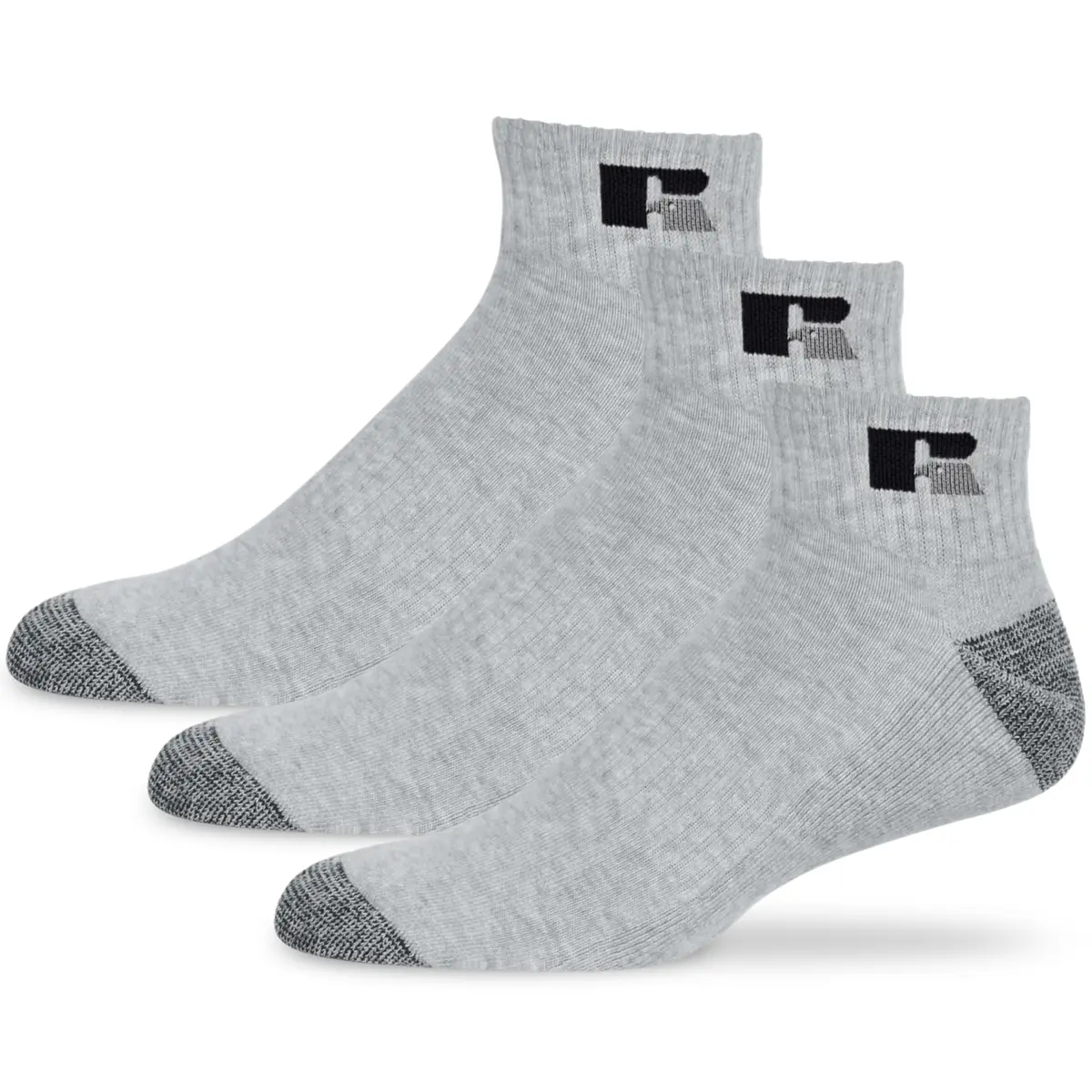Russell Athletic Quarter Socks 3 Pack | Moisture-Wicking Cushioned Ankle Support (70-120 chars) - main product image