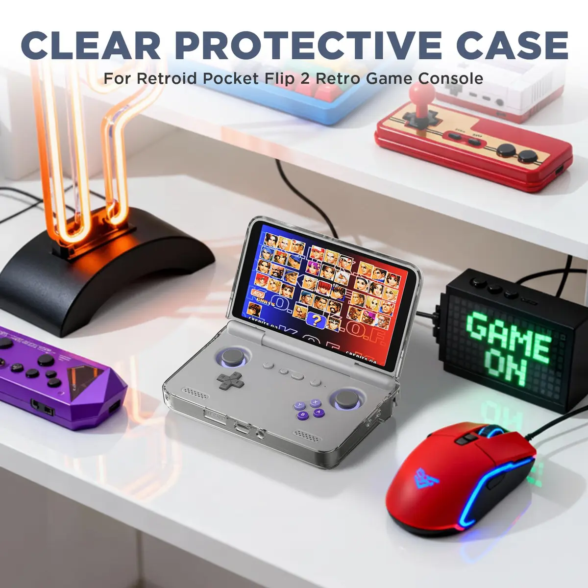 FGERWZ Protective Case for Retroid Pocket Flip 2 Retro Game Console | Clear Gray TPU Cover - view 7