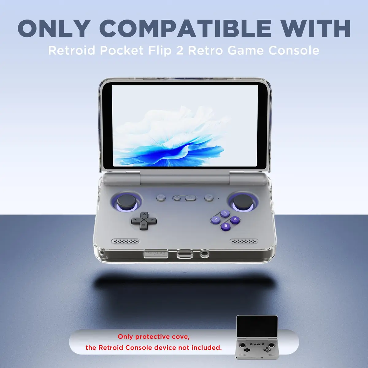FGERWZ Protective Case for Retroid Pocket Flip 2 Retro Game Console | Clear Gray TPU Cover - view 2