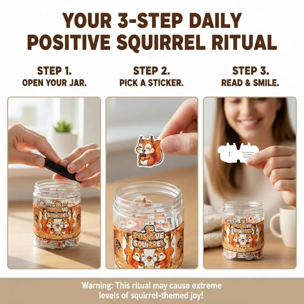 DEARMINE Positive Squirrel Jar with 60 Daily Affirmation Cards | Cute Squirrel Christmas Decor - view 3