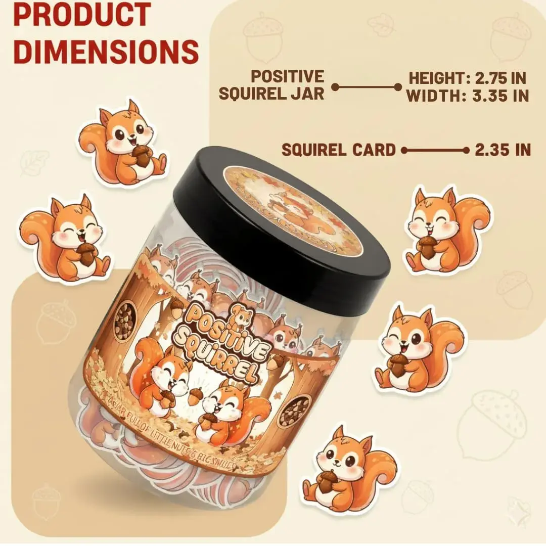 DEARMINE Positive Squirrel Jar with 60 Daily Affirmation Cards | Cute Squirrel Christmas Decor - view 8