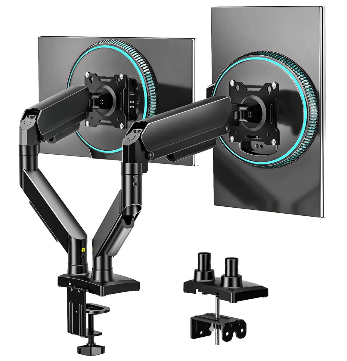 AX WABER Dual Monitor Stand for 17″–32″ Screens | Full Motion VESA Mount with C-Clamp & Grommet Base - main product image