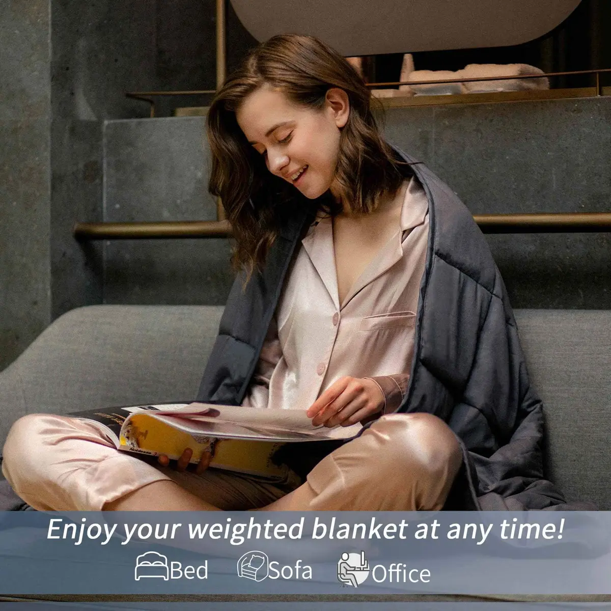 HOELLL Weighted Blanket 10lbs 48"x72" | Full Size for Adults, Breathable Cotton - view 3