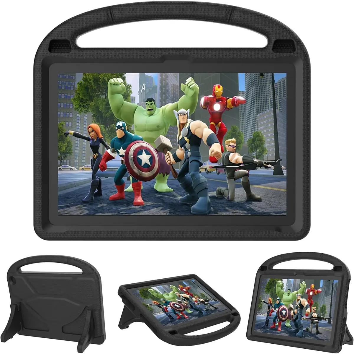 DICEKOO Kids Case for 10'' Tablet 2023 | Lightweight Shockproof Cover with Handle & Kickstand - Black - main product image