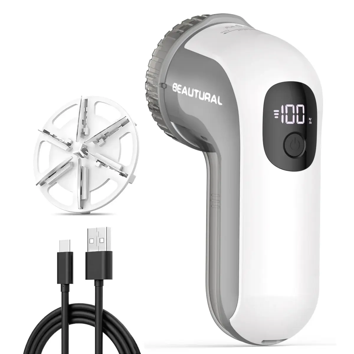 BEAUTURAL Rechargeable Fabric Shaver and Lint Remover, Portable Sweater Defuzzer with 3 Speeds | Removes Pilling from Clothes and Upholstery - main product image