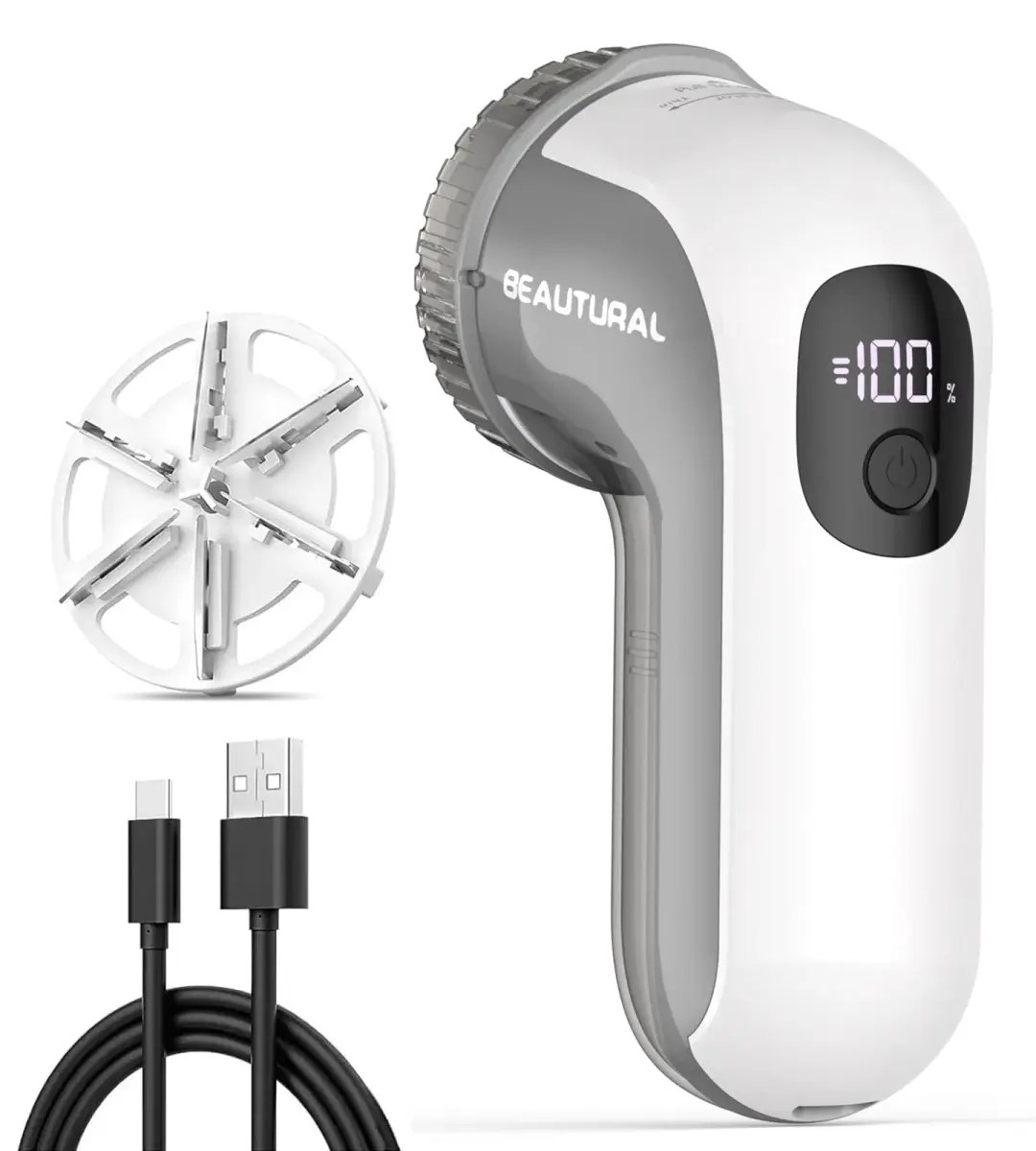 BEAUTURAL Rechargeable Fabric Shaver and Lint Remover, Portable Sweater Defuzzer with 3 Speeds | Removes Pilling from Clothes and Upholstery - main product image