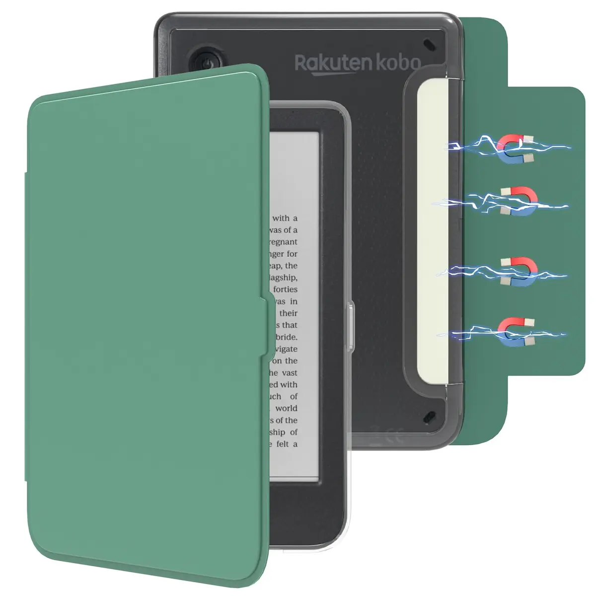 E NET-CASE Detachable Magnetic Case for 6" Kobo Clara Colour (2024) / Clara BW (2024) / 2E (2022) | Auto Sleep/Wake, Clear Back - main product image