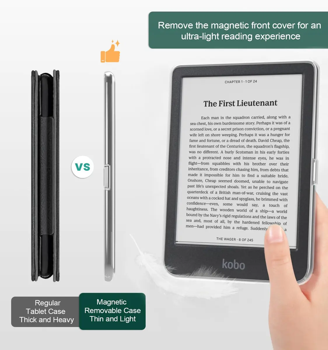 E NET-CASE Detachable Magnetic Case for 6" Kobo Clara Colour (2024) / Clara BW (2024) / 2E (2022) | Auto Sleep/Wake, Clear Back - view 5