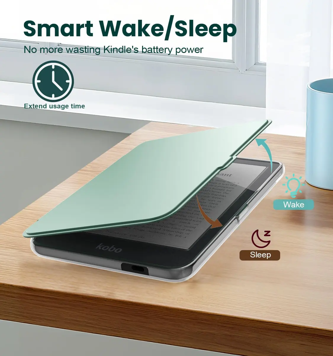 E NET-CASE Detachable Magnetic Case for 6" Kobo Clara Colour (2024) / Clara BW (2024) / 2E (2022) | Auto Sleep/Wake, Clear Back - view 6