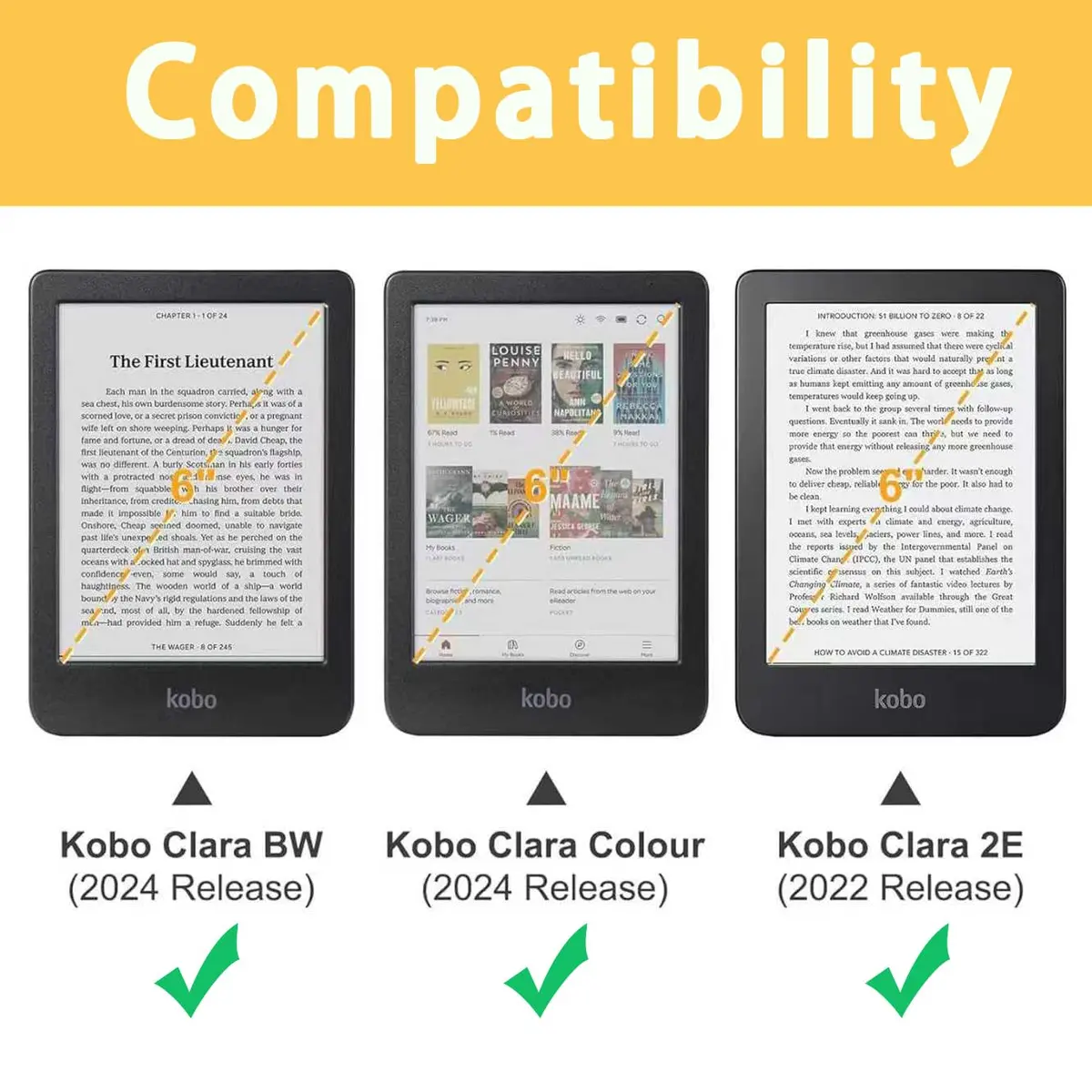 E NET-CASE Detachable Magnetic Case for 6" Kobo Clara Colour (2024) / Clara BW (2024) / 2E (2022) | Auto Sleep/Wake, Clear Back - view 2