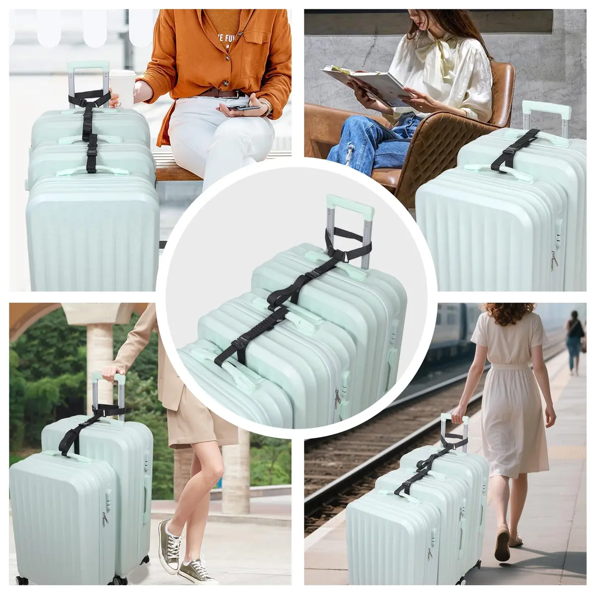 Vigorport Luggage Straps with Metal Buckle, 2-Pack, Black | Connect Luggage for Easier Travel - view 5