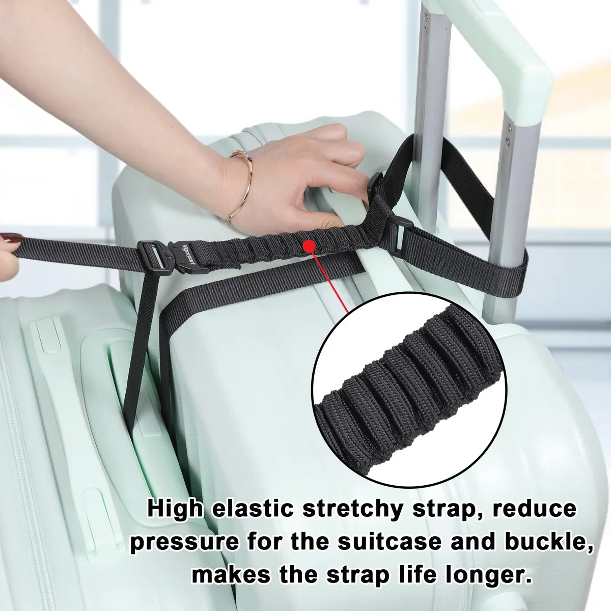 Vigorport Luggage Straps with Metal Buckle, 2-Pack, Black | Connect Luggage for Easier Travel - view 2