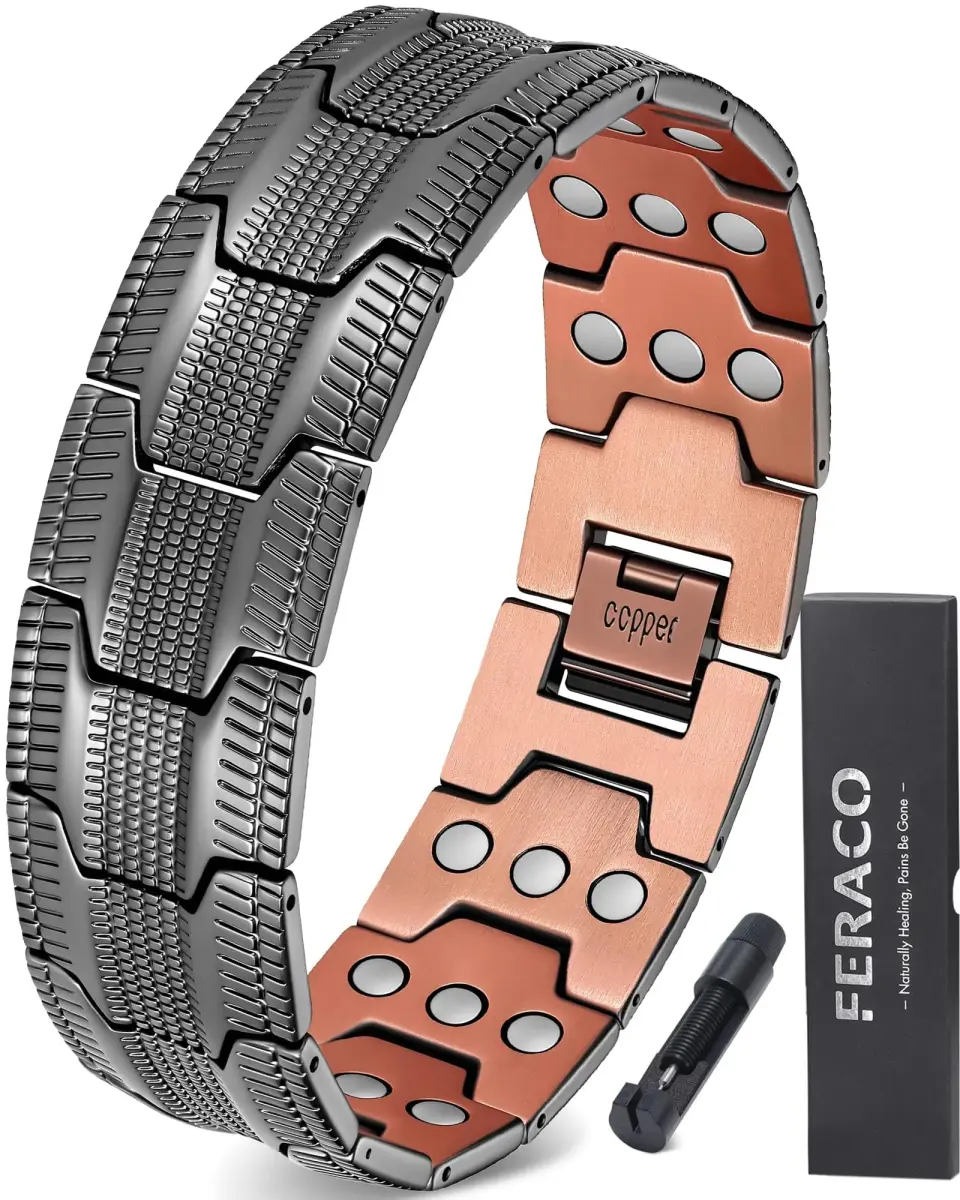 Feraco Pure Copper Magnetic Bracelet for Men | 22 cm (8.66 inches) Tyre Graphics - main product image