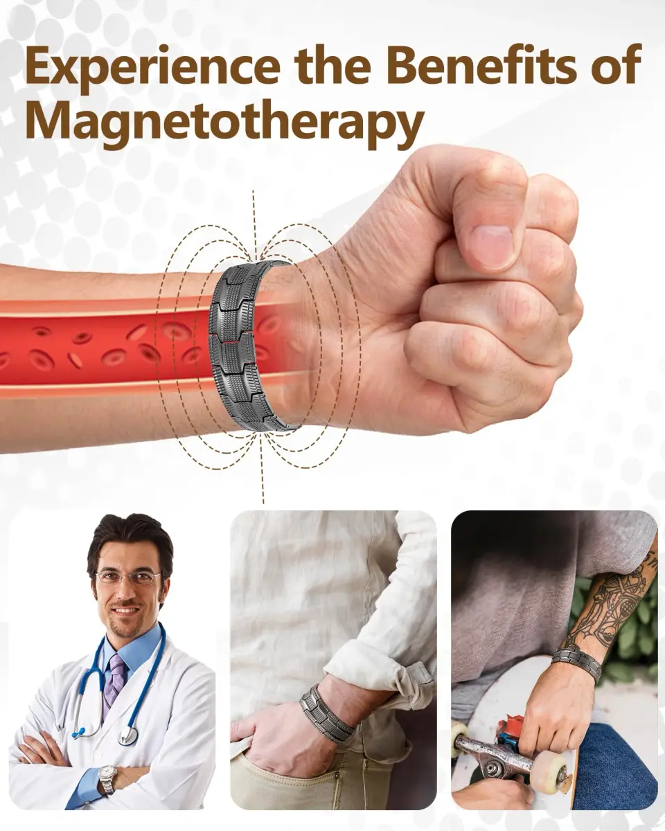 Feraco Pure Copper Magnetic Bracelet for Men | 22 cm (8.66 inches) Tyre Graphics - view 4