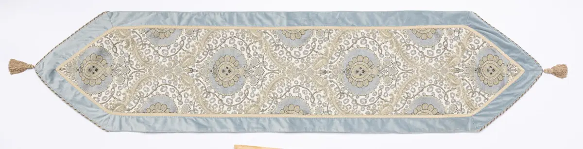 Thread & Weave Bristol Pieced Velvet & Chenille Table Runner - Bluestone 72”, 90”, 108” Lengths - Elegant Luxury Accent for Dining, Buffet, or Console Tables - main product image