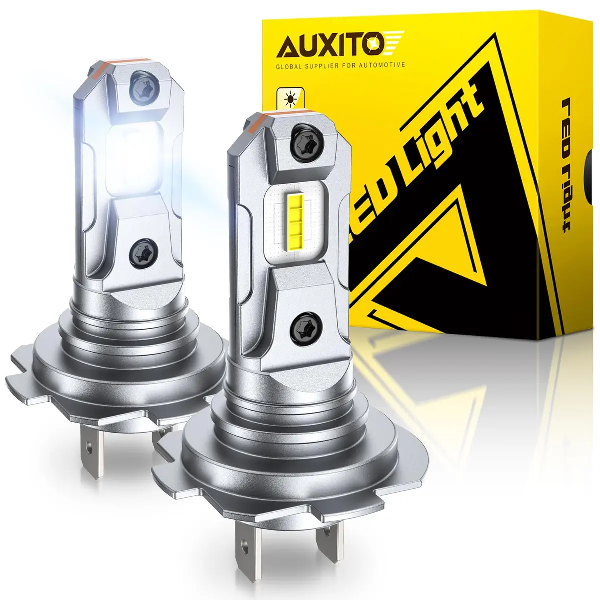 AUXITO H7 Halogen Headlight Bulb - 6X Brightness 6500K White, Plug & Play, 2-Pack | Enhanced Night Vision for Indian Roads - main product image