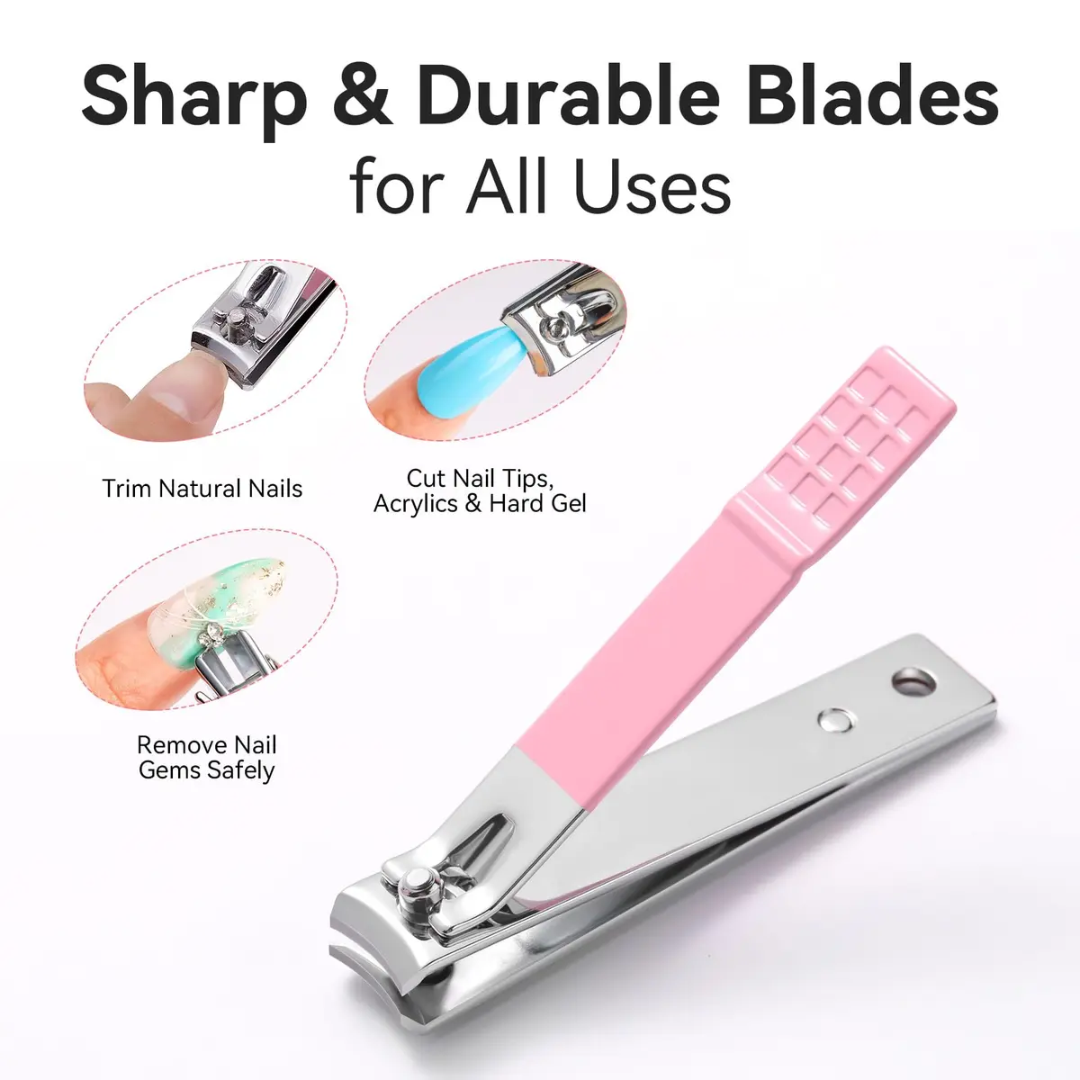Makartt Pink Cuticle Trimmer Set with 2 Pushers, Nail Clipper & Nipper | Professional Stainless Steel Manicure Tools for Precise Nail Prep - view 5