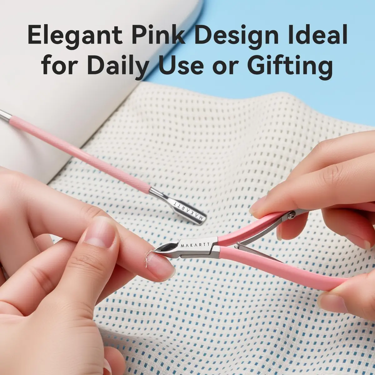 Makartt Pink Cuticle Trimmer Set with 2 Pushers, Nail Clipper & Nipper | Professional Stainless Steel Manicure Tools for Precise Nail Prep - view 8