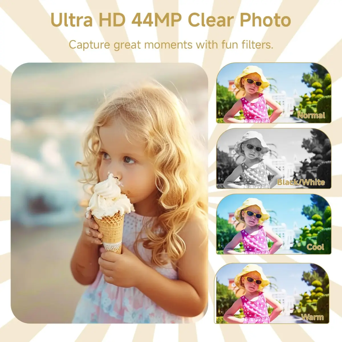 SMARTKLIK Gold Digital Camera 44MP FHD 4K | 16X Zoom, 2.8" LCD, 64GB Card - view 4