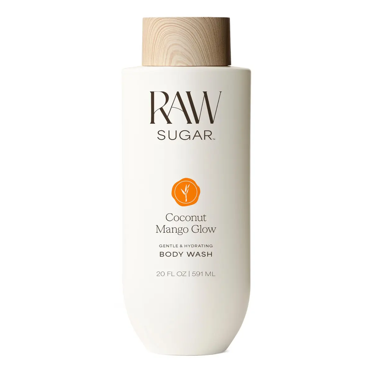 RAW SUGAR Coconut Mango Glow Body Wash 20 Fl Oz | Brightening & Hydrating Vegan Gel - main product image