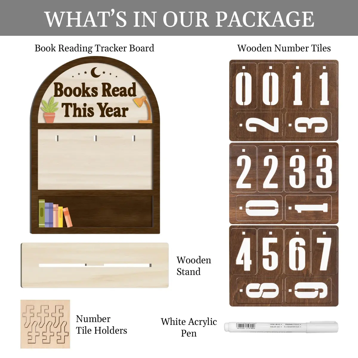 DINIZON Books Read This Year Counter Wooden Book Tracker 18 cm (7 in) x 15 cm (6 in) | Motivational Reading Decor - view 5