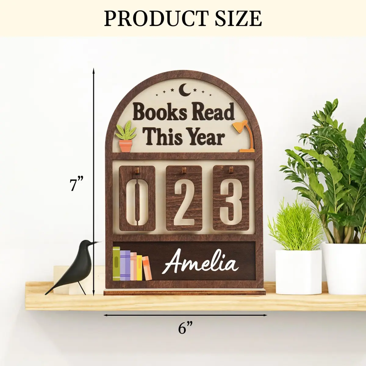 DINIZON Books Read This Year Counter Wooden Book Tracker 18 cm (7 in) x 15 cm (6 in) | Motivational Reading Decor - view 7