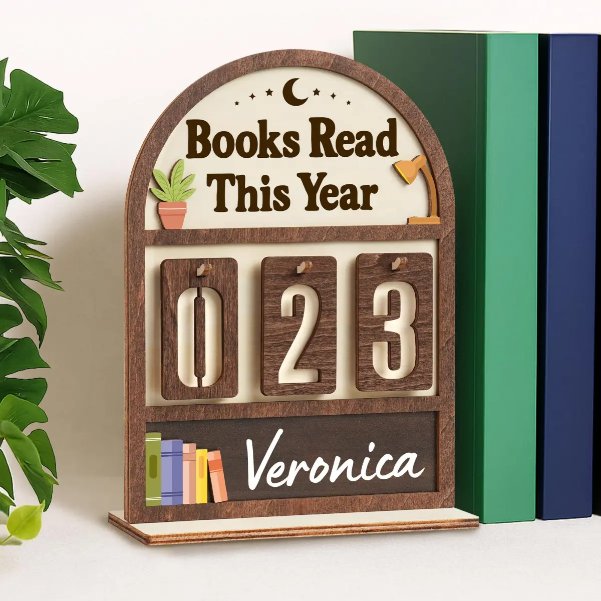 DINIZON Books Read This Year Counter Wooden Book Tracker 18 cm (7 in) x 15 cm (6 in) | Motivational Reading Decor - view 8