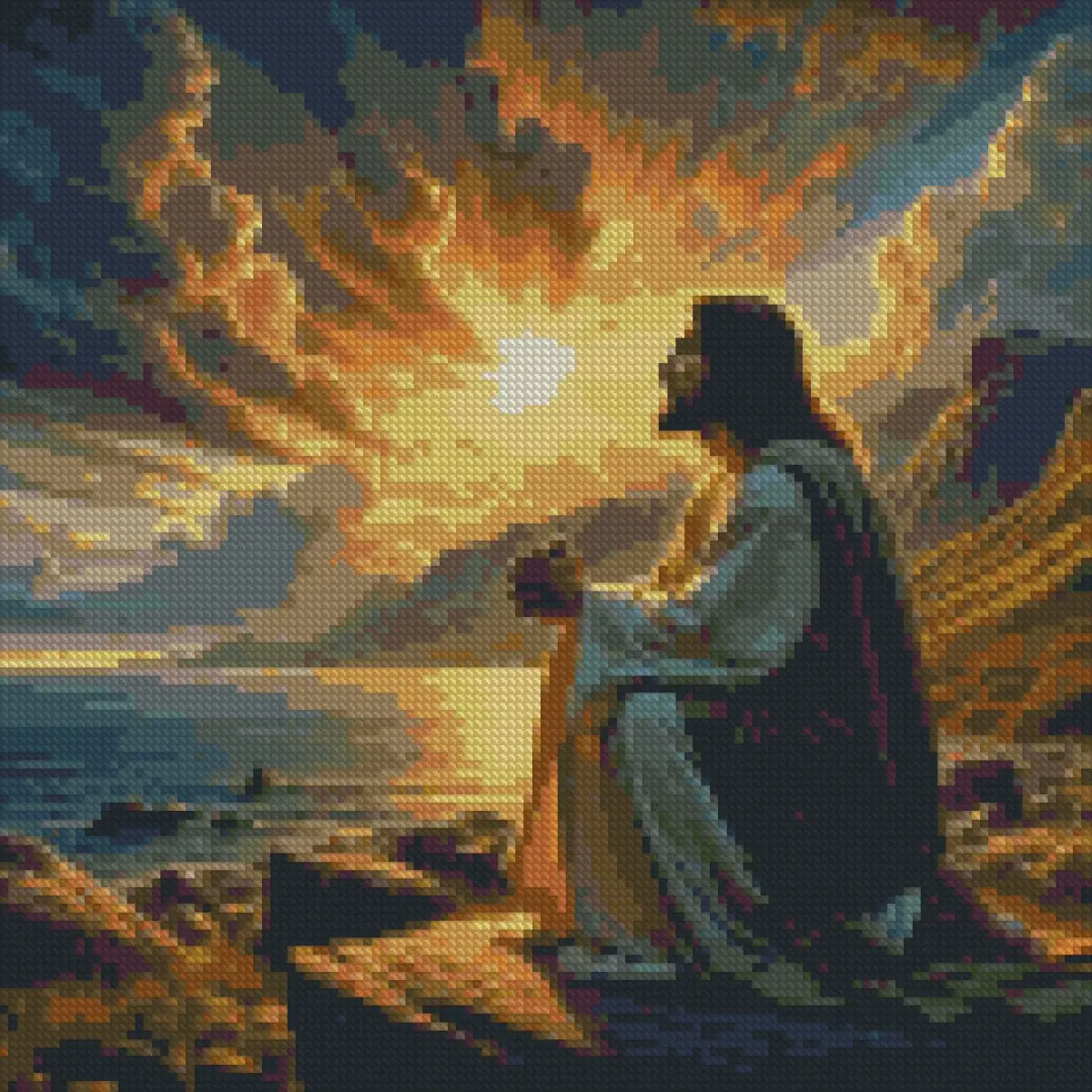 MjhRcll Jesus Stamped Cross Stitch Kit 35x35cm (14x14 Inch) | Religious Home Decor for Beginners - view 2