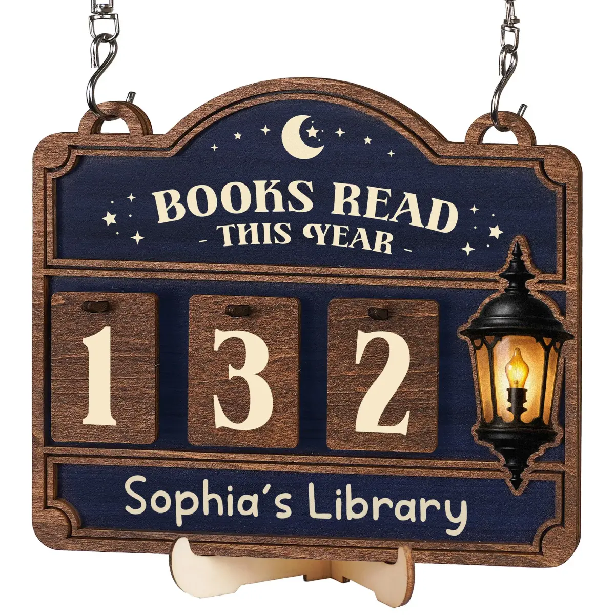DINIZON Books Read This Year Counter, Wooden Book Tracker 7 x 6 Inch | Modern Bookshelf Decor - main product image