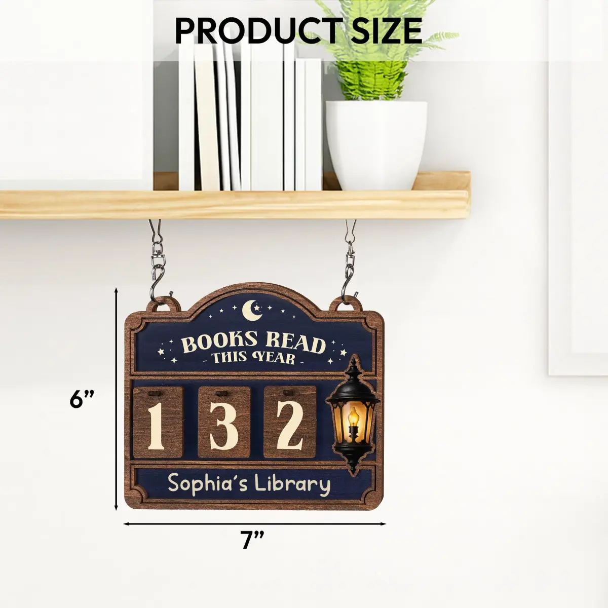 DINIZON Books Read This Year Counter, Wooden Book Tracker 7 x 6 Inch | Modern Bookshelf Decor - view 5
