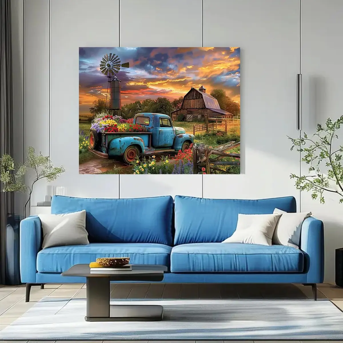 Fairyland JinWenn Rustic Farmhouse Barn Truck Flower Paint by Numbers Kit for Adults 40x50 cm | Relaxing DIY Wall Art - view 4